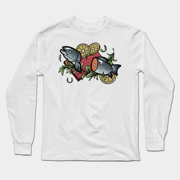 salmon Long Sleeve T-Shirt by weirdesigns